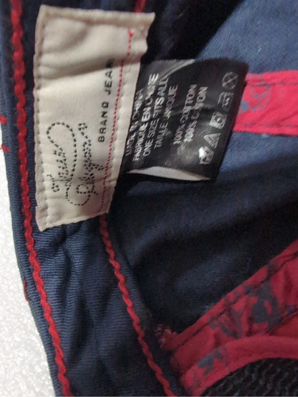 Vintage True Religion Hat Faded Distressed Blue Red One Sz Fits All Adjustable